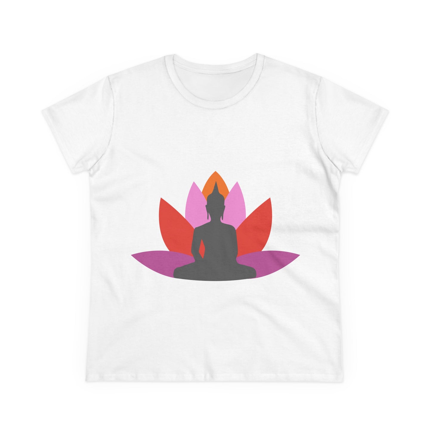 Buddha + Lotus Flower Tropical Women's Midweight Cotton Tee