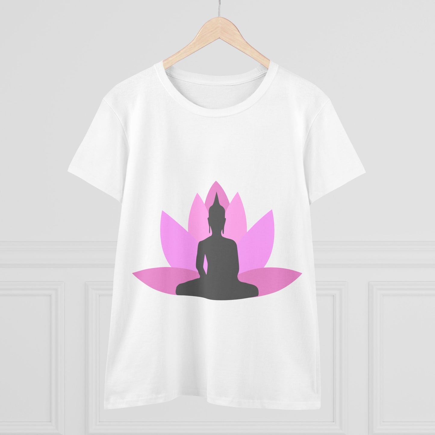 Buddha + Lotus Flower Bubblegum Women's Midweight Cotton Tee