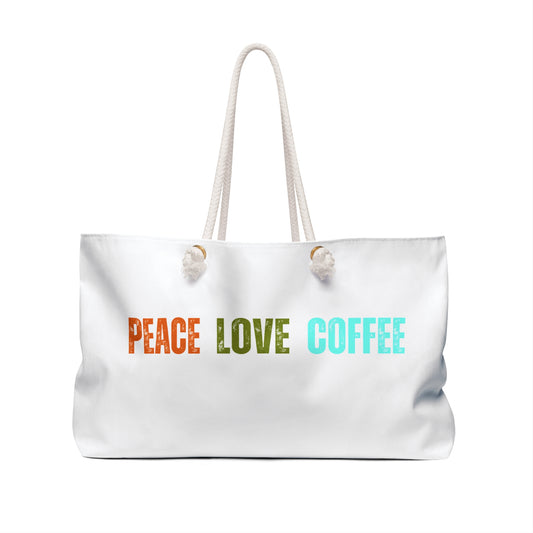 Peace Love Coffee Canvas Weekender Bag