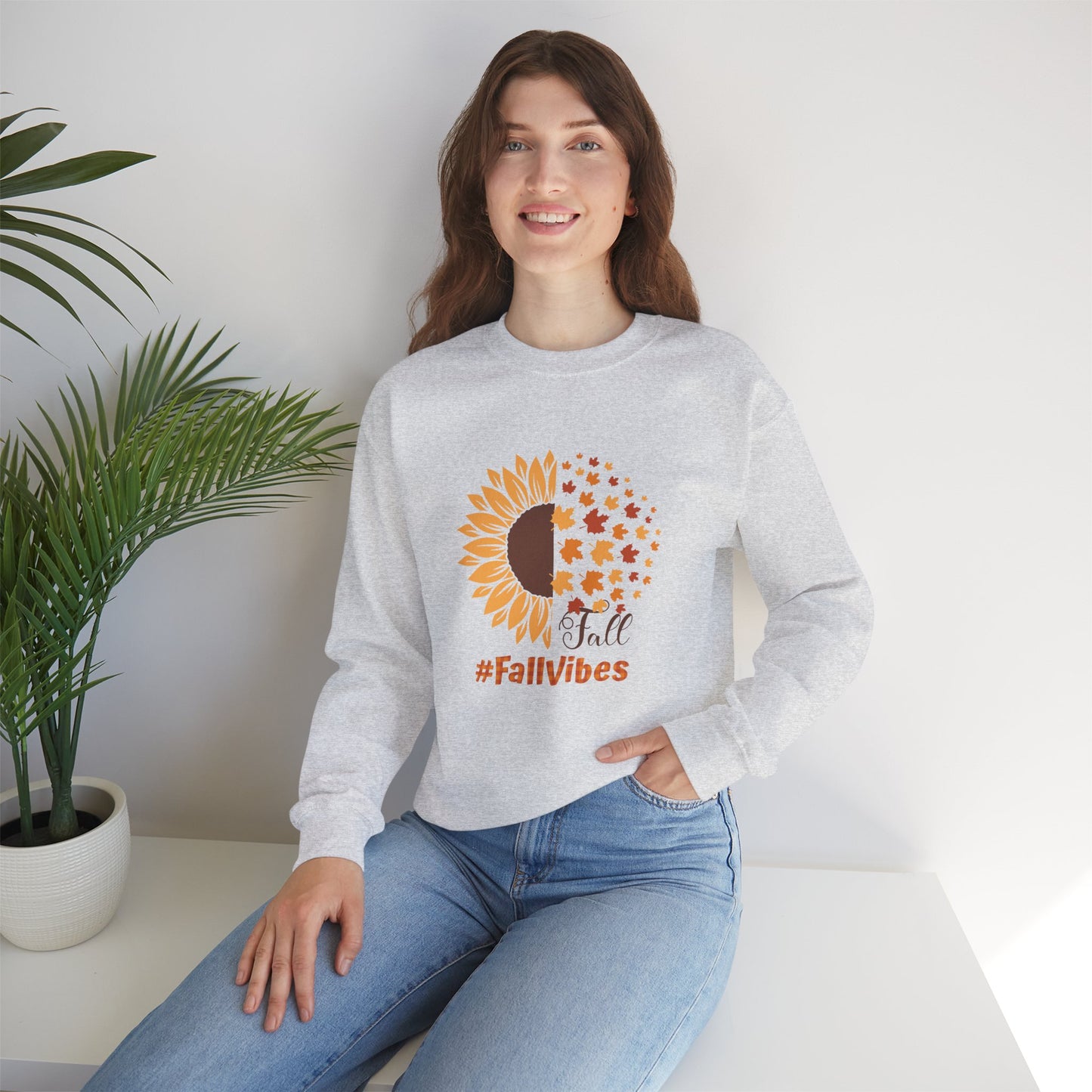 #FallVibes Sunflower Crewneck Sweatshirt