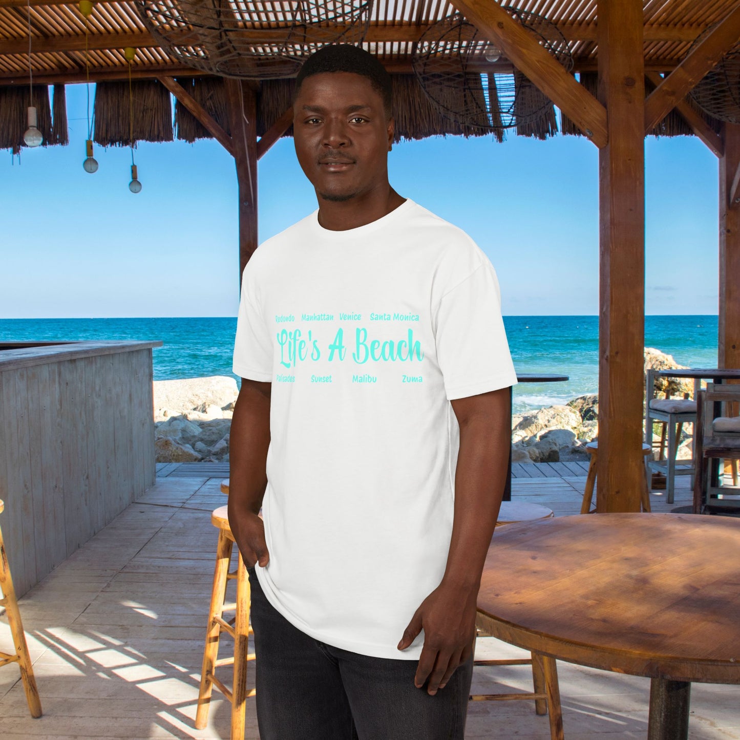 Life’s A Beach – Los Angeles Unisex Sueded T-Shirt | Beach Lover Tee