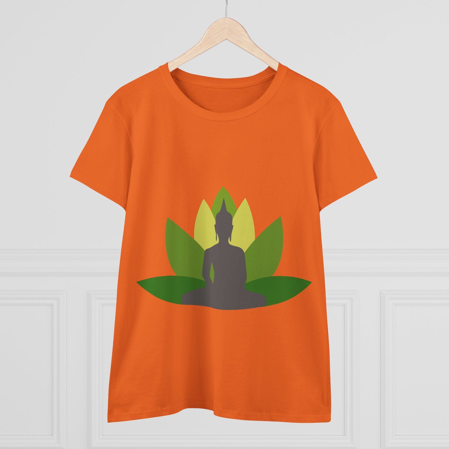 Buddha + Lotus Flower Verde Women's Midweight Cotton Tee