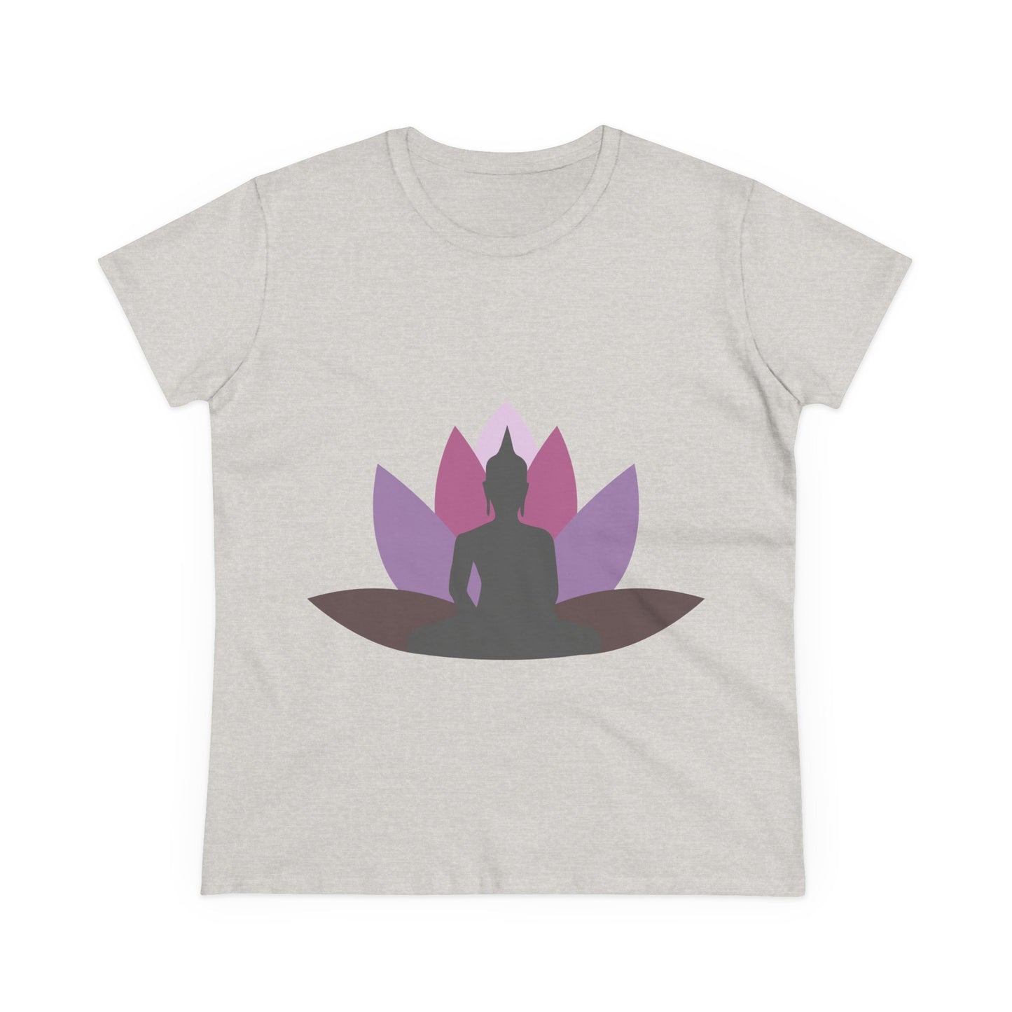 Buddha + Lotus Flower Mauve Women's Midweight Cotton Tee