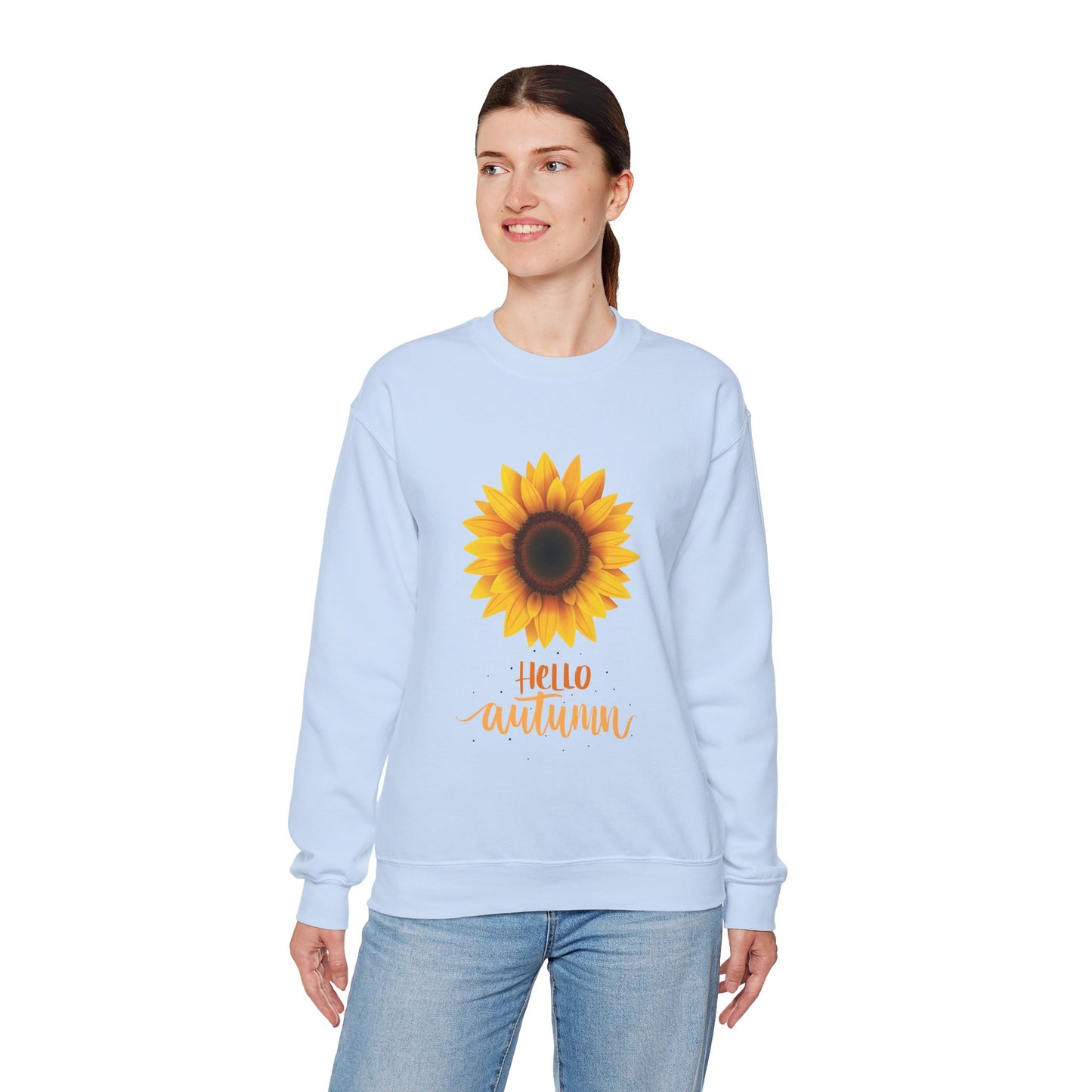 Hello Autumn Sunflower Crewneck Sweatshirt