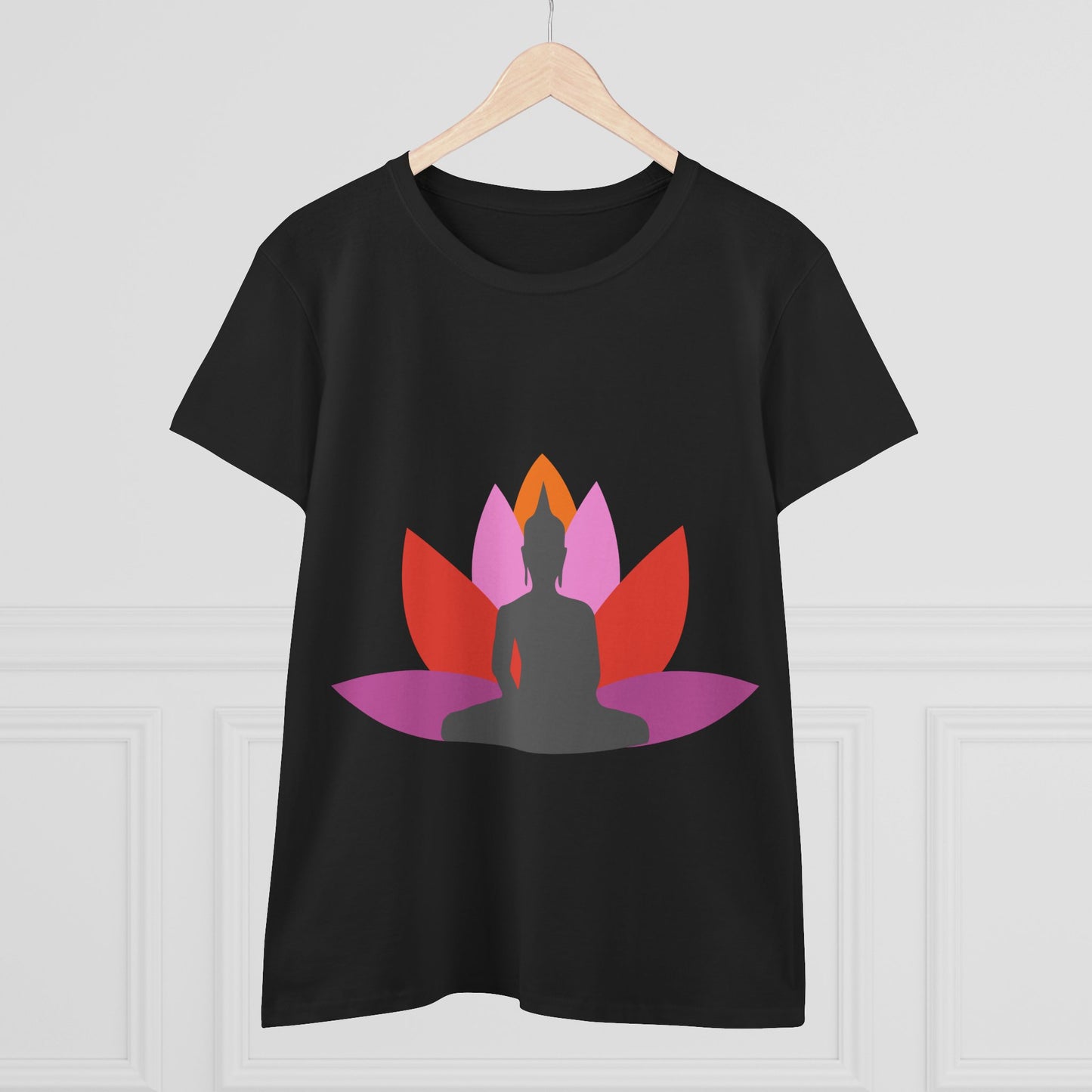 Buddha + Lotus Flower Tropical Women's Midweight Cotton Tee