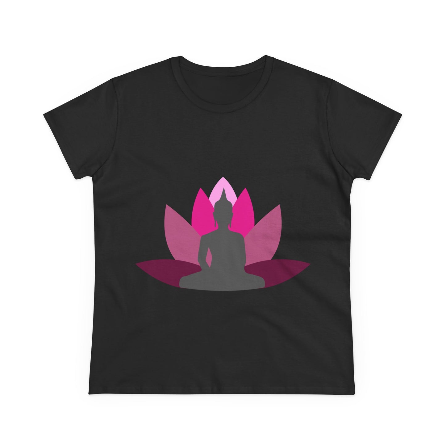 Buddha + Lotus Flower Cerise Women's Midweight Cotton Tee