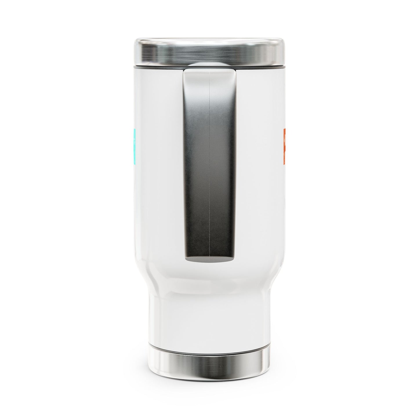 Peace Love Vegan Stainless Steel Travel Mug with Handle, 14oz