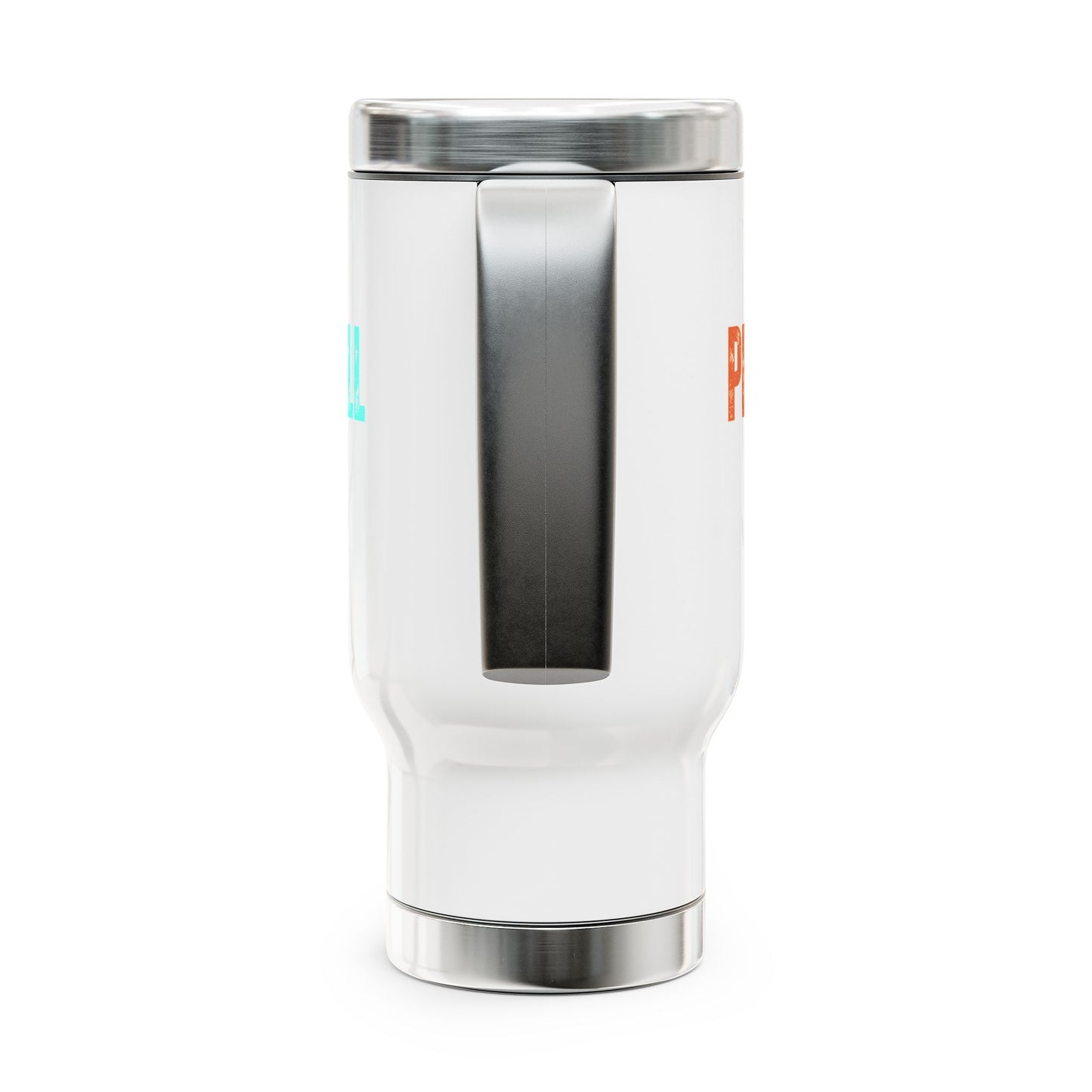 Peace Love Football Stainless Steel Travel Mug with Handle, 14oz
