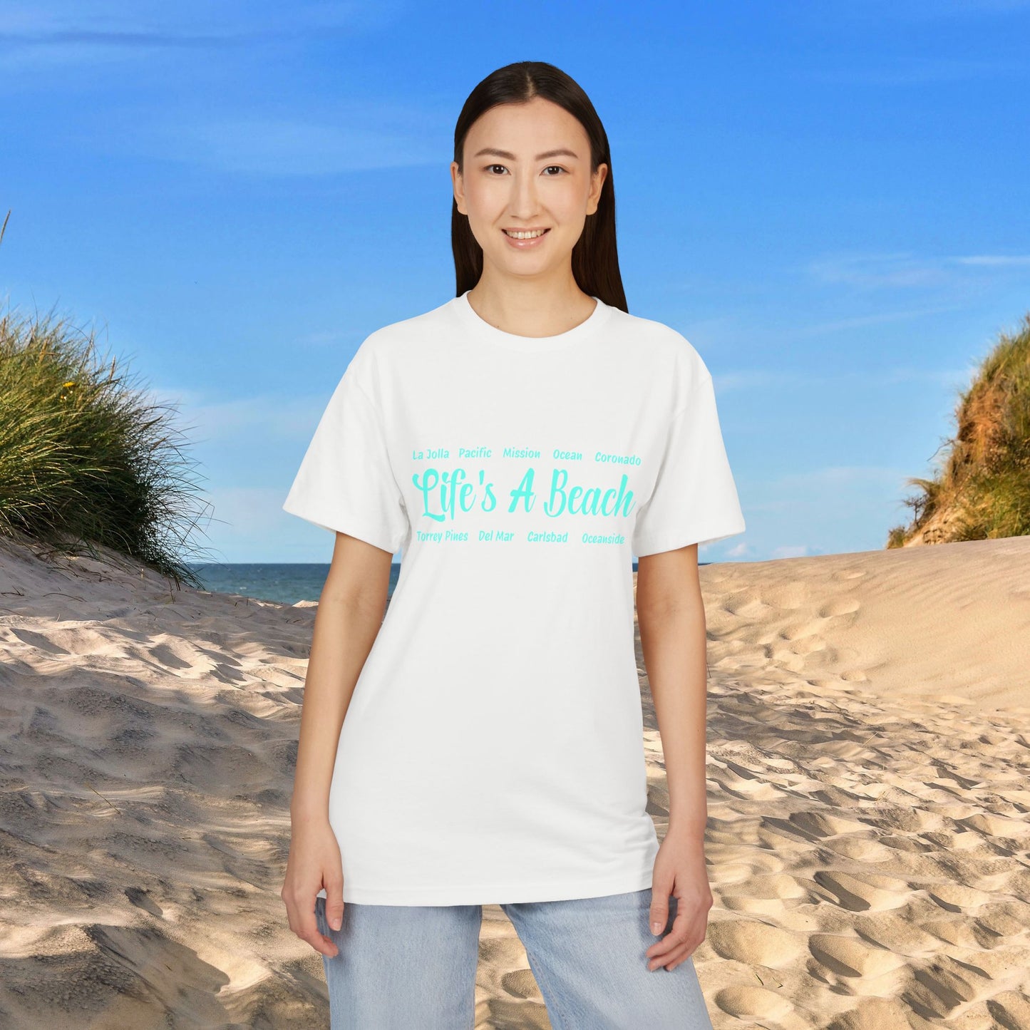 Life’s A Beach – San Diego Unisex Sueded T-Shirt | Beach Lover Tee