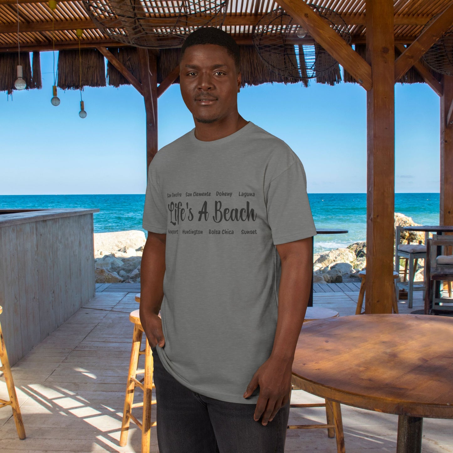 Life’s A Beach – Orange County Unisex Sueded T-Shirt | Beach Lover Tee
