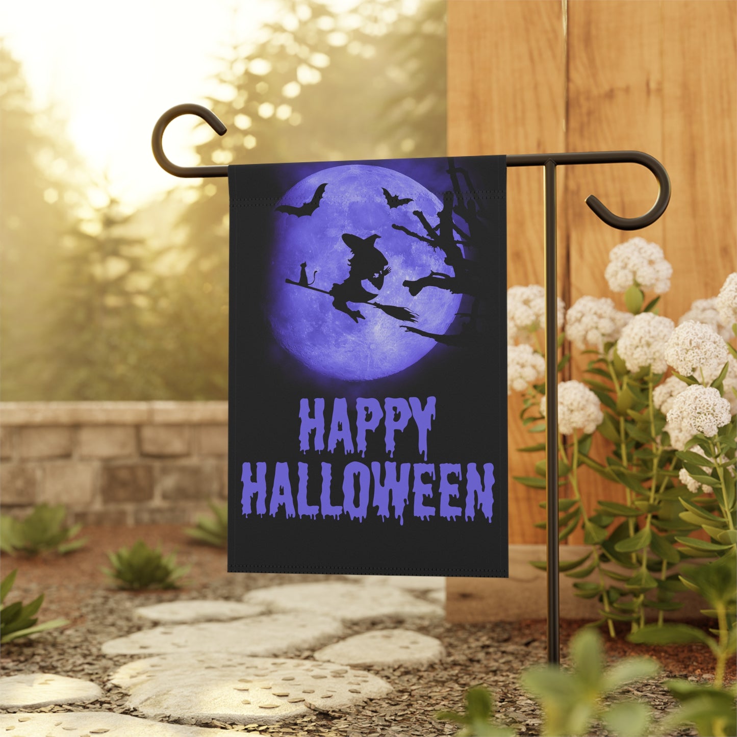 Purple Moon Happy Halloween Garden & House Banner