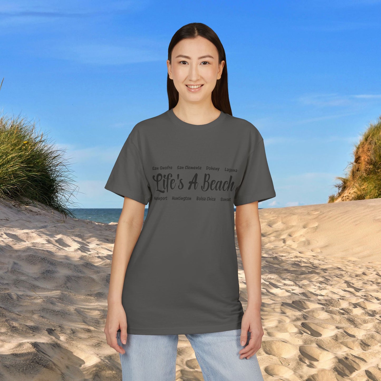 Life’s A Beach – Orange County Unisex Sueded T-Shirt | Beach Lover Tee