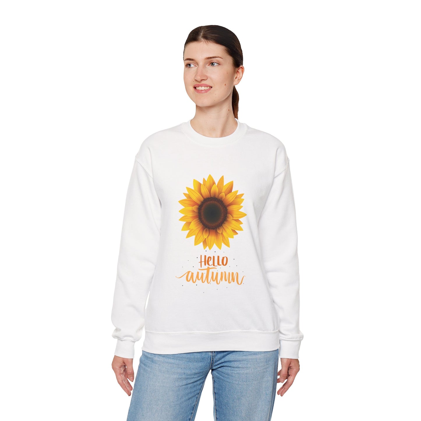Hello Autumn Sunflower Crewneck Sweatshirt