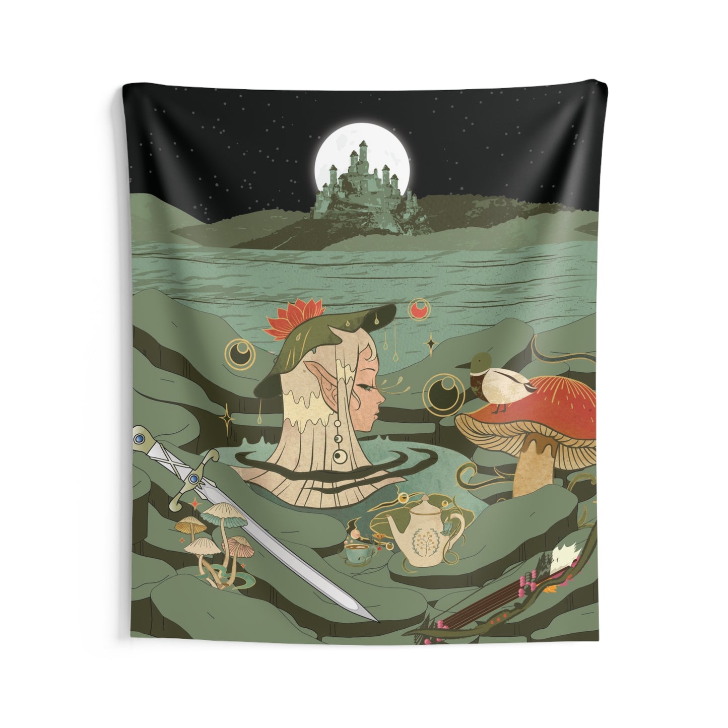 Fantasy Mushroom Floating Dream Wall Tapestry
