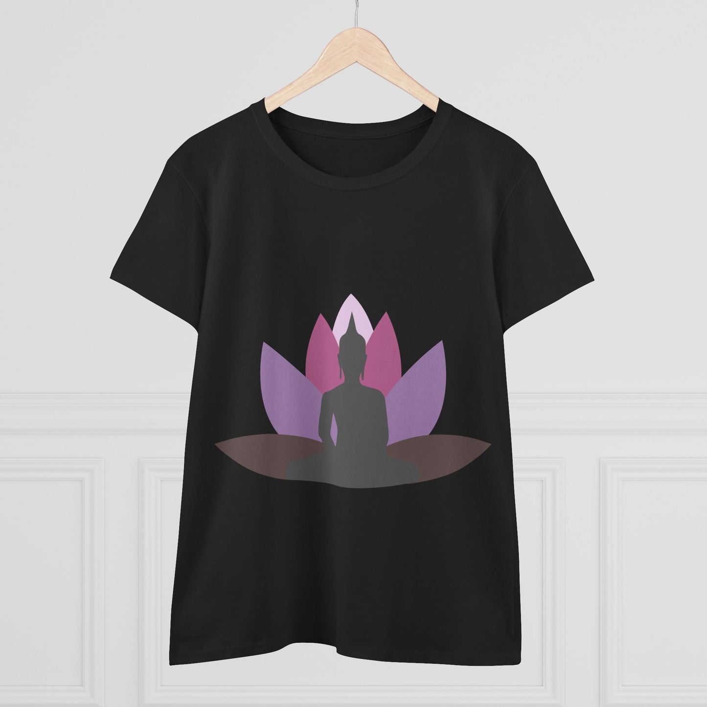 Buddha + Lotus Flower Mauve Women's Midweight Cotton Tee