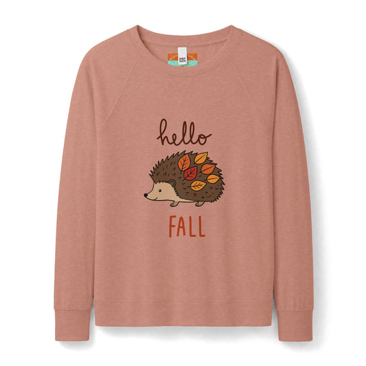 Hello Fall Hedgehog Sweatshirt — Women's Cozy Autumn Crewneck