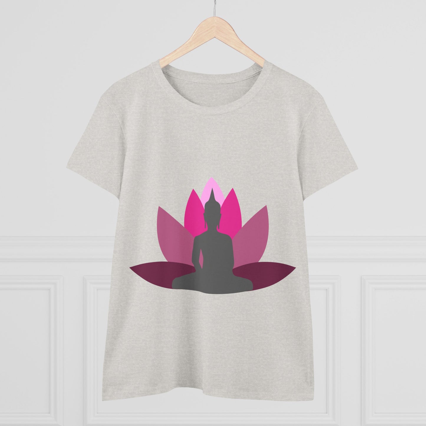 Buddha + Lotus Flower Cerise Women's Midweight Cotton Tee