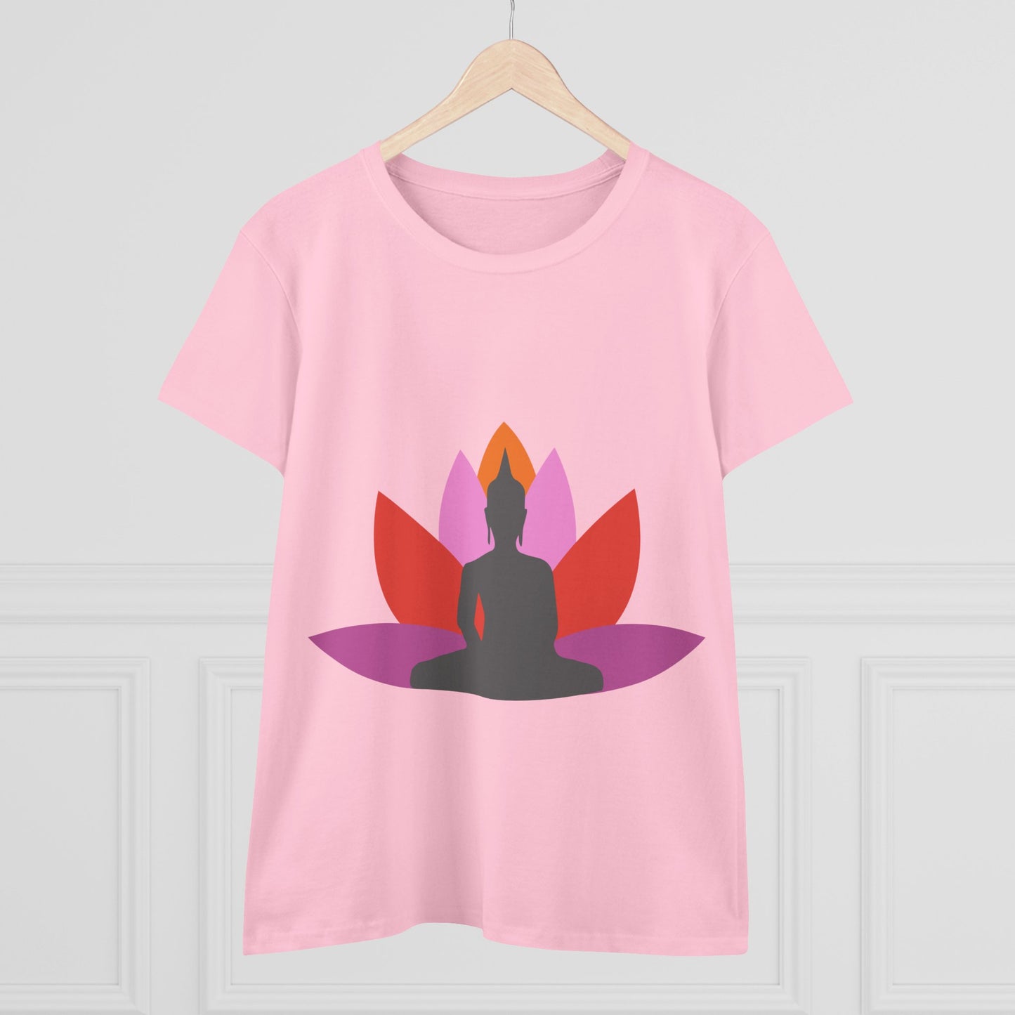Buddha + Lotus Flower Tropical Women's Midweight Cotton Tee