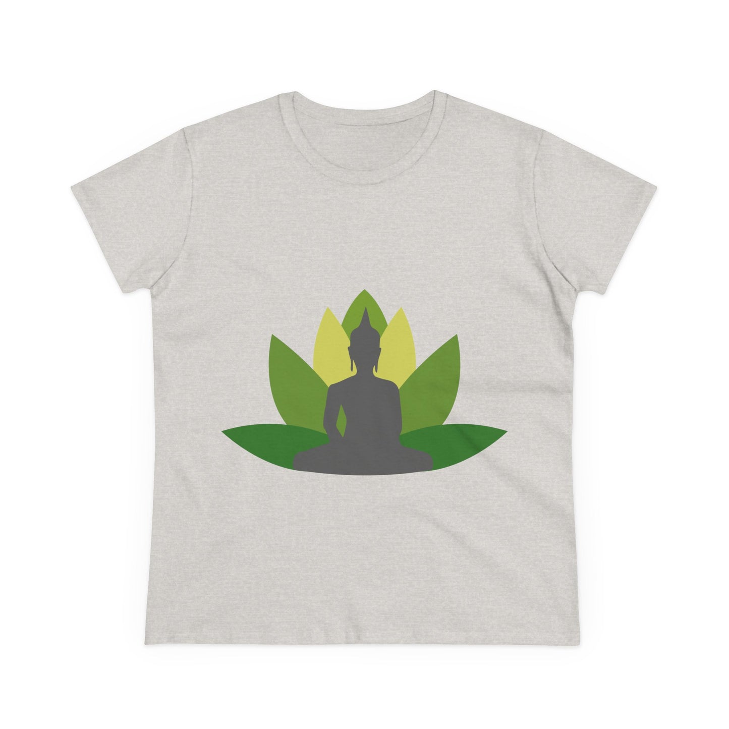 Buddha + Lotus Flower Verde Women's Midweight Cotton Tee