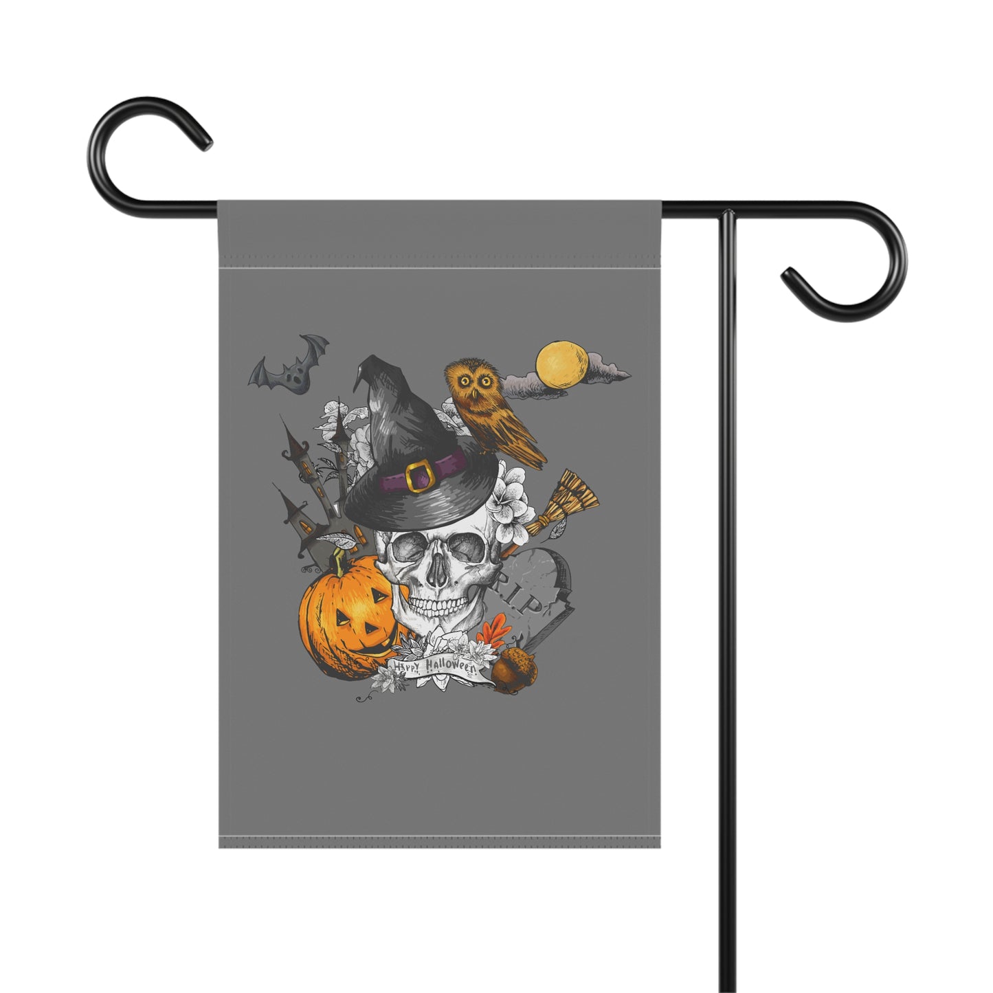 Happy Spooky Halloween Skull Garden & House Banner