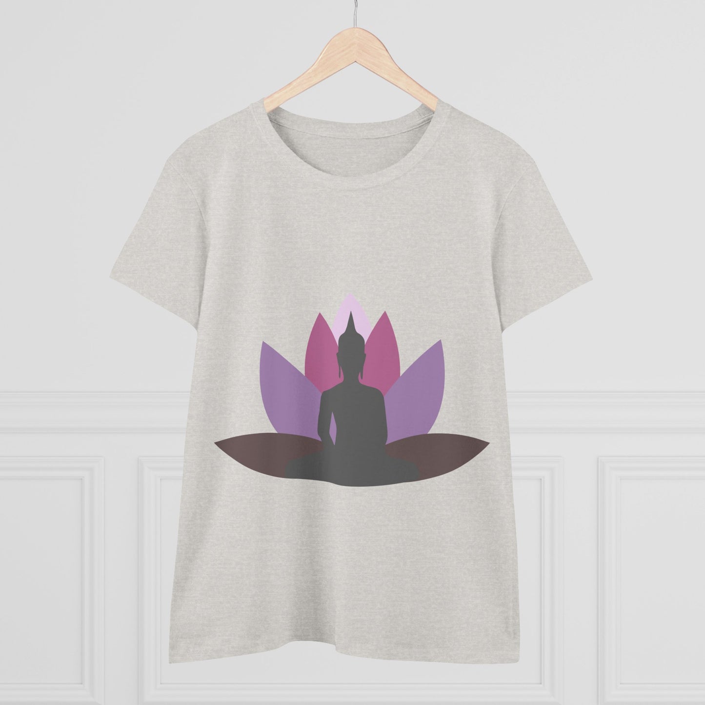 Buddha + Lotus Flower Mauve Women's Midweight Cotton Tee