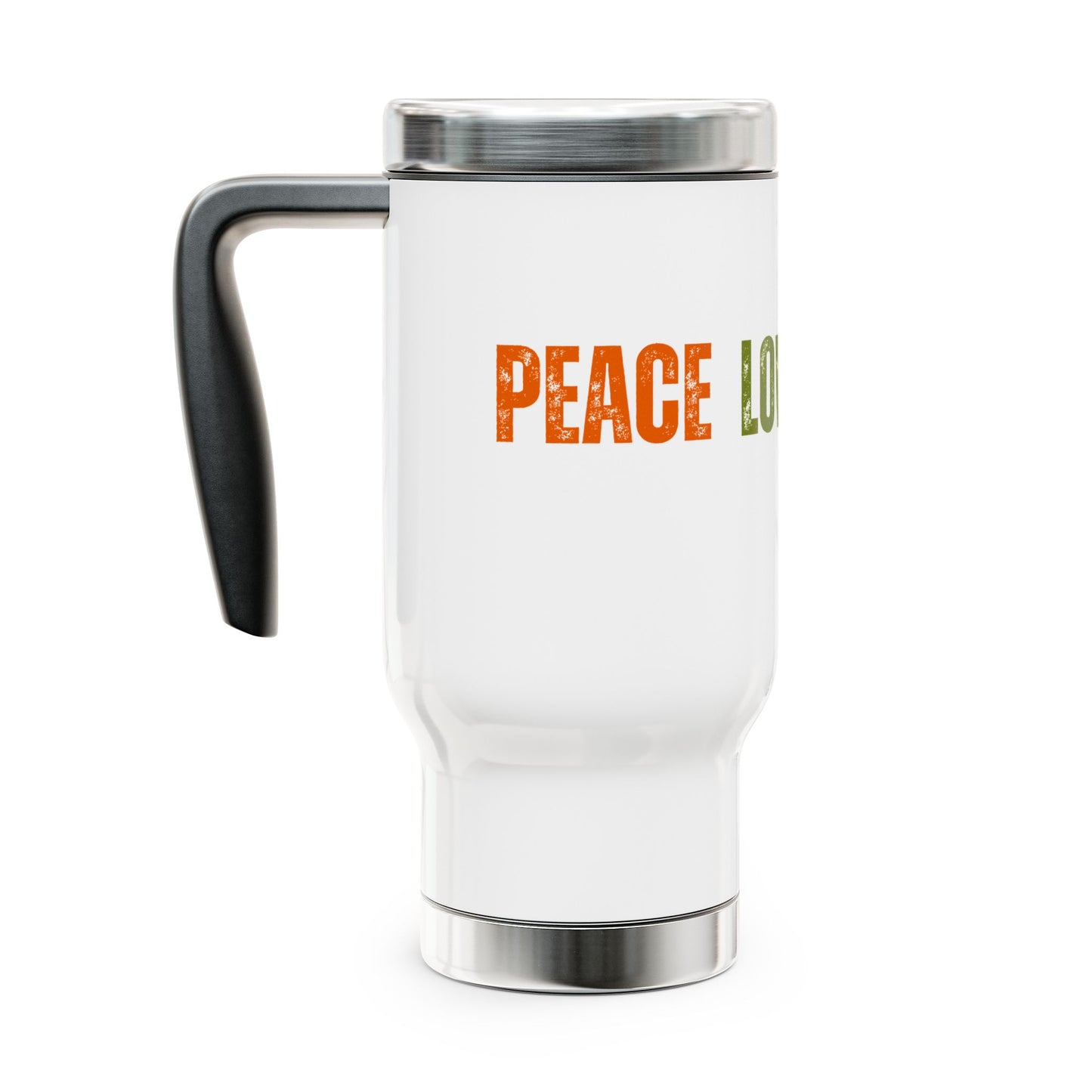 Peace Love Wander Stainless Steel Travel Mug with Handle, 14oz