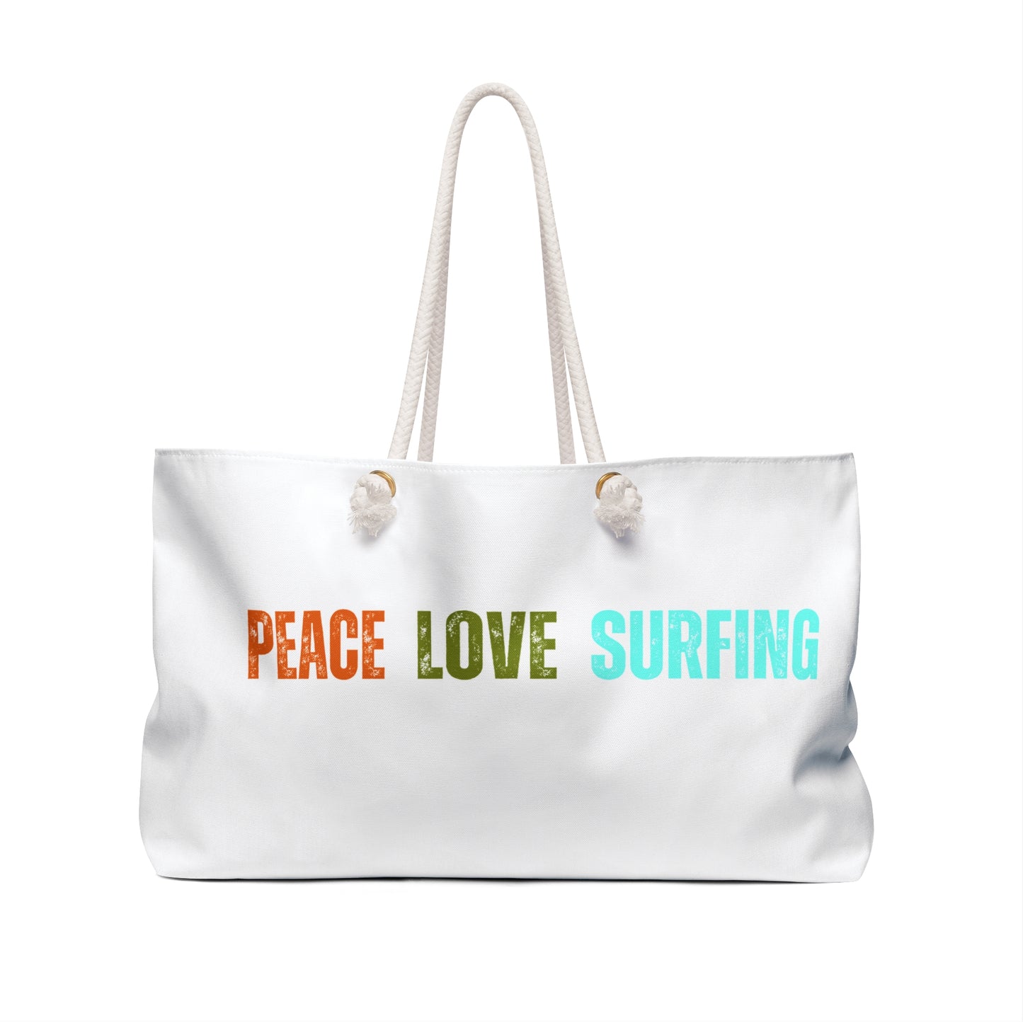Peace Love Surfing Canvas Weekender Bag