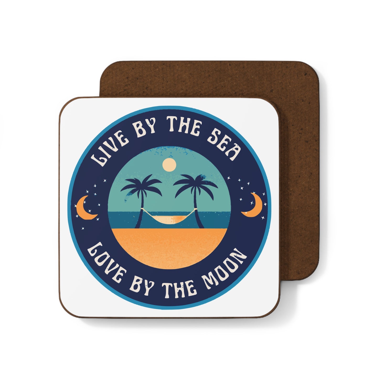 Live By The Sea Love By The Moon Coaster in Snow