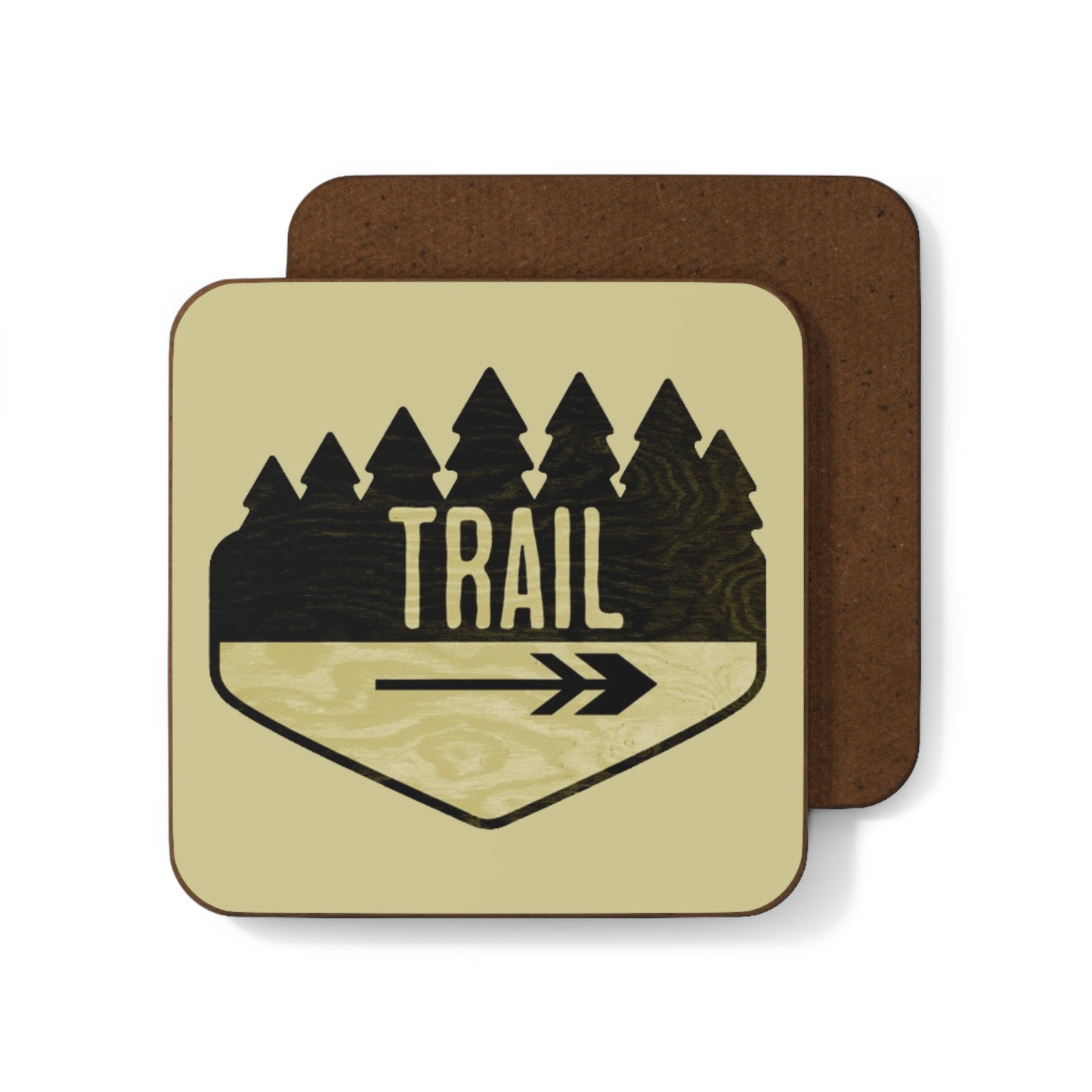 Wooden Hiking Trail Sign Coaster in Ecru