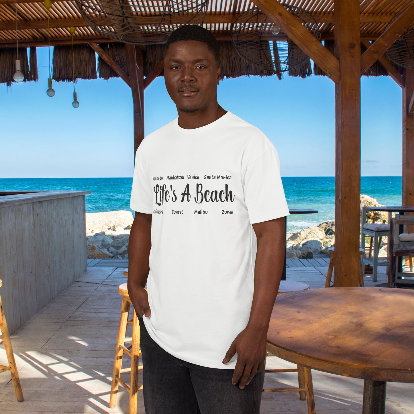 Life’s A Beach – Los Angeles Unisex Sueded T-Shirt | Beach Lover Tee