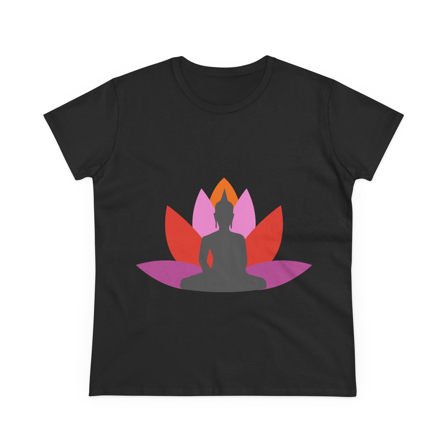 Buddha + Lotus Flower Tropical Women's Midweight Cotton Tee
