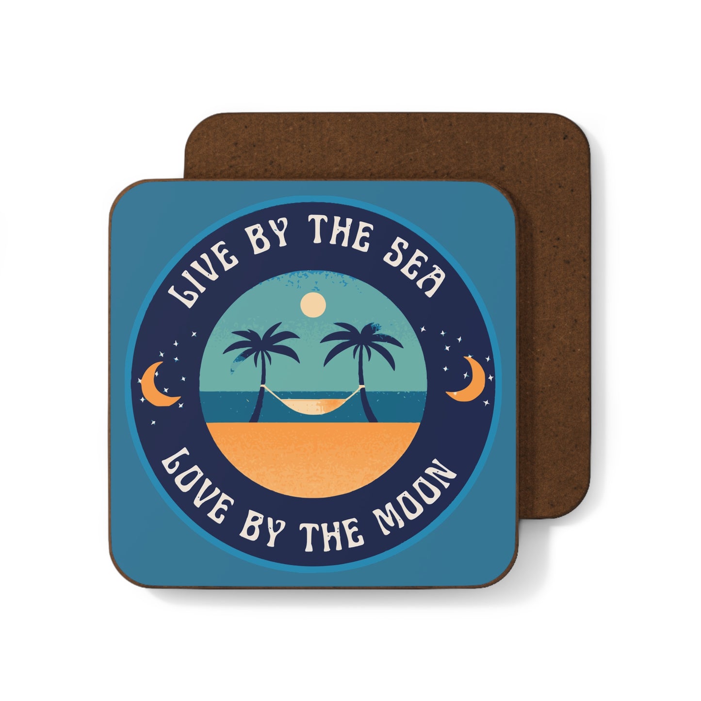 Live By The Sea Love By The Moon Coaster in Ocean