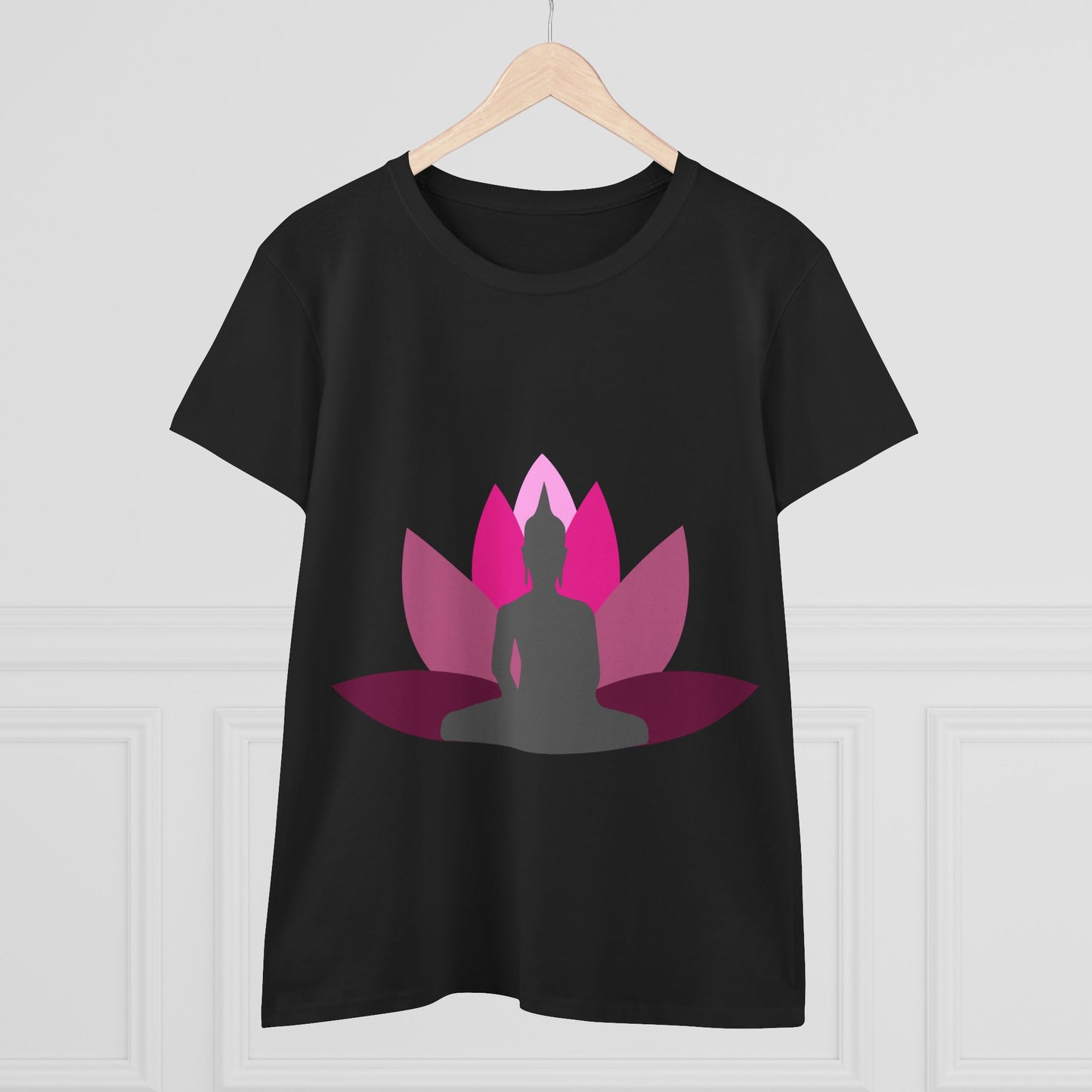 Buddha + Lotus Flower Cerise Women's Midweight Cotton Tee