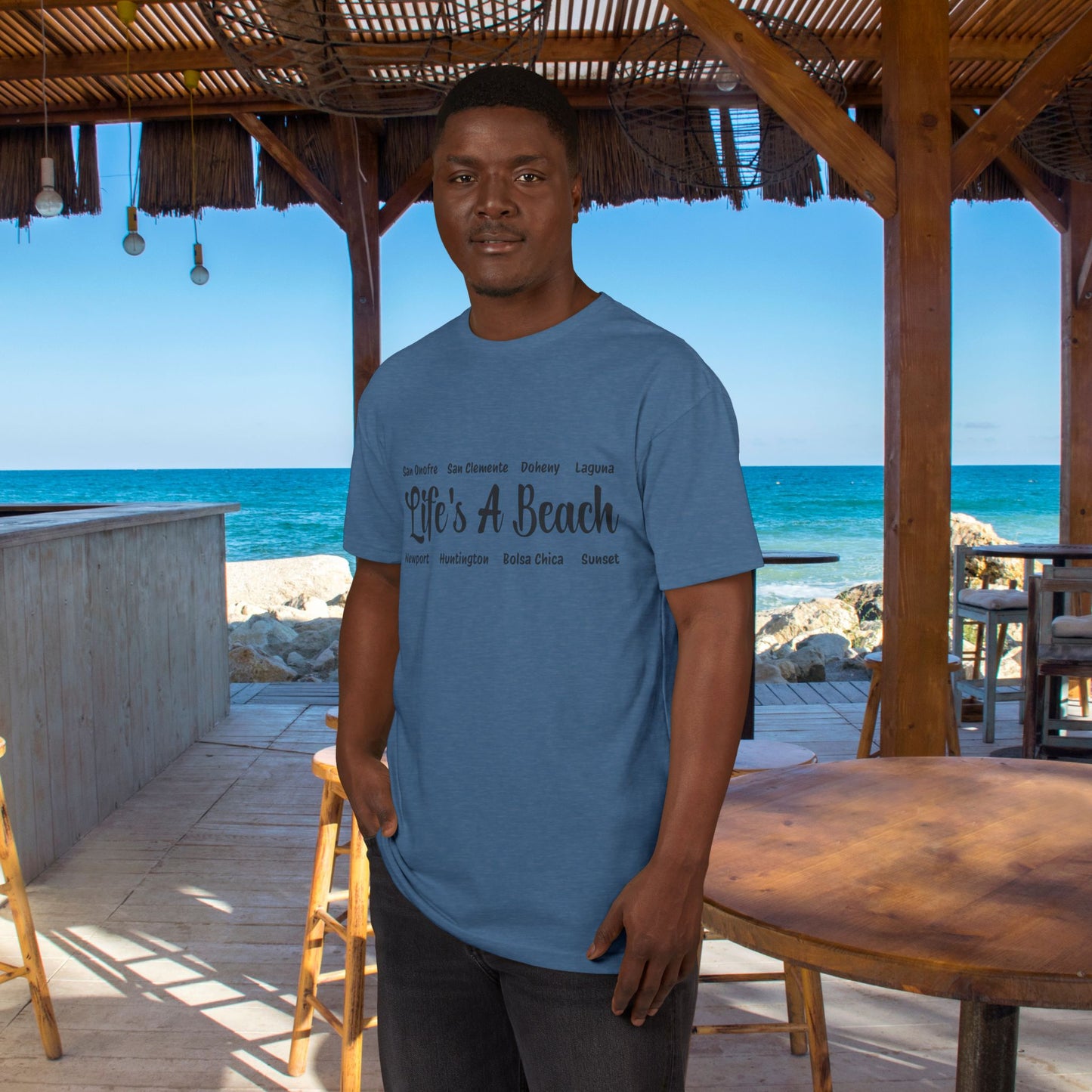 Life’s A Beach – Orange County Unisex Sueded T-Shirt | Beach Lover Tee