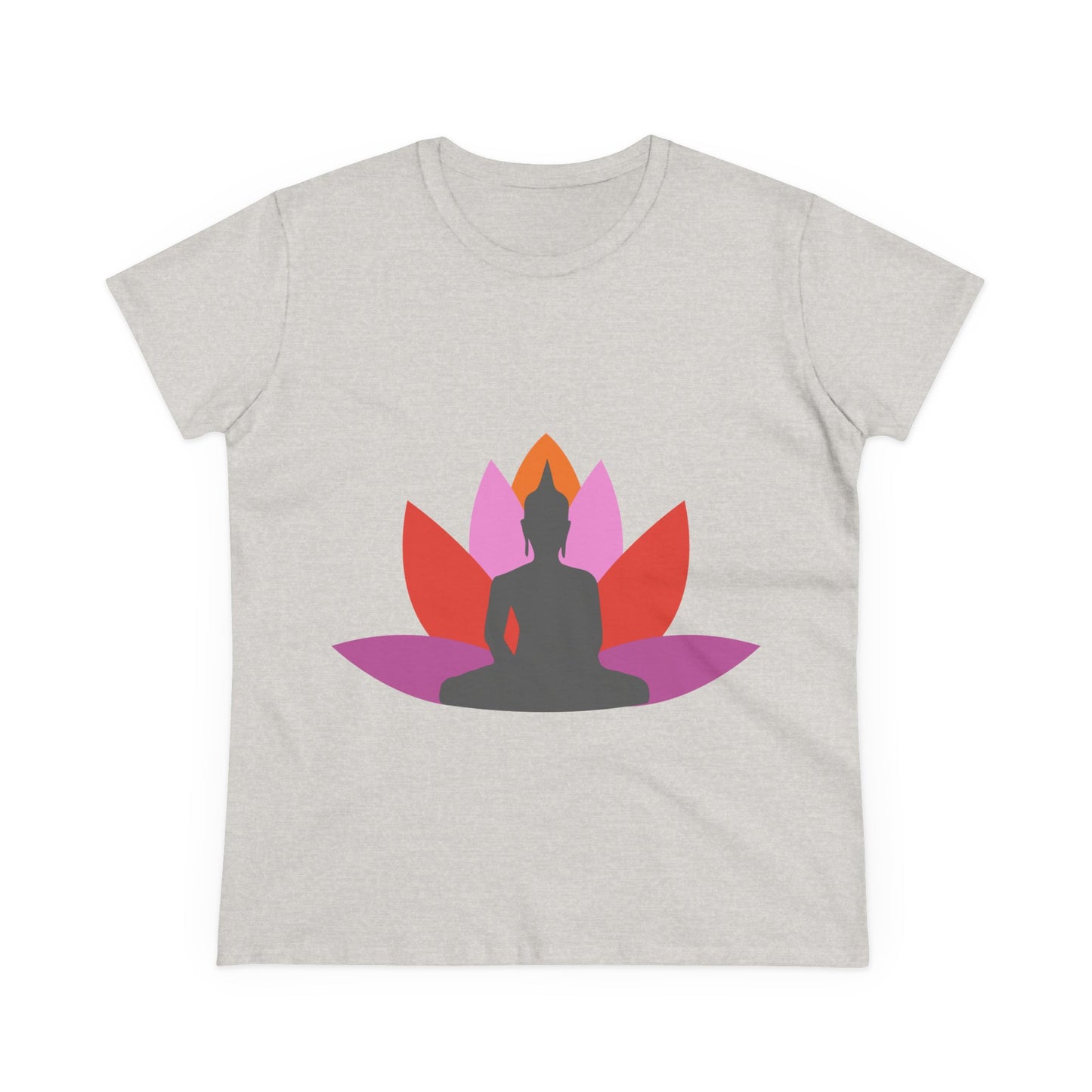 Buddha + Lotus Flower Tropical Women's Midweight Cotton Tee