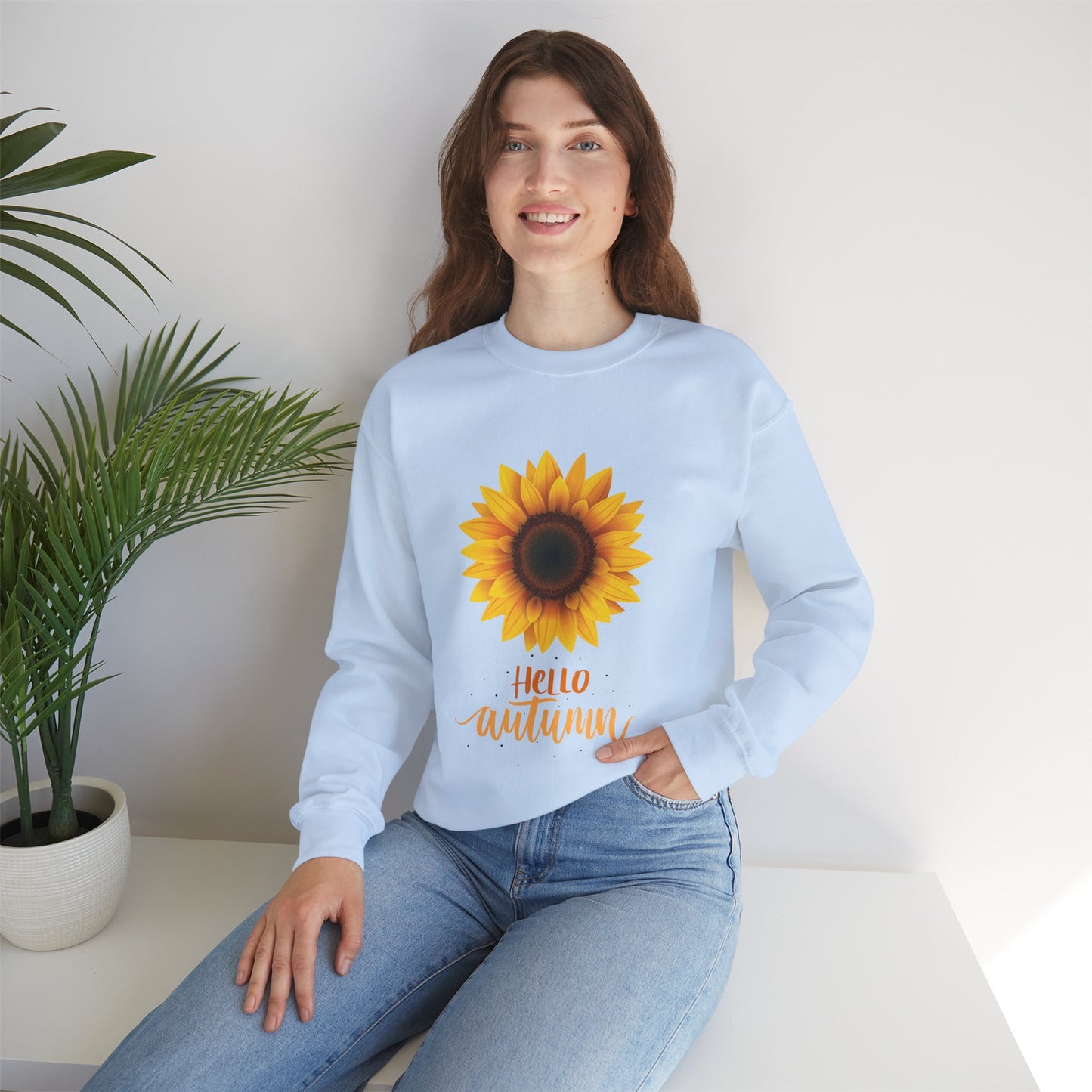 Hello Autumn Sunflower Crewneck Sweatshirt