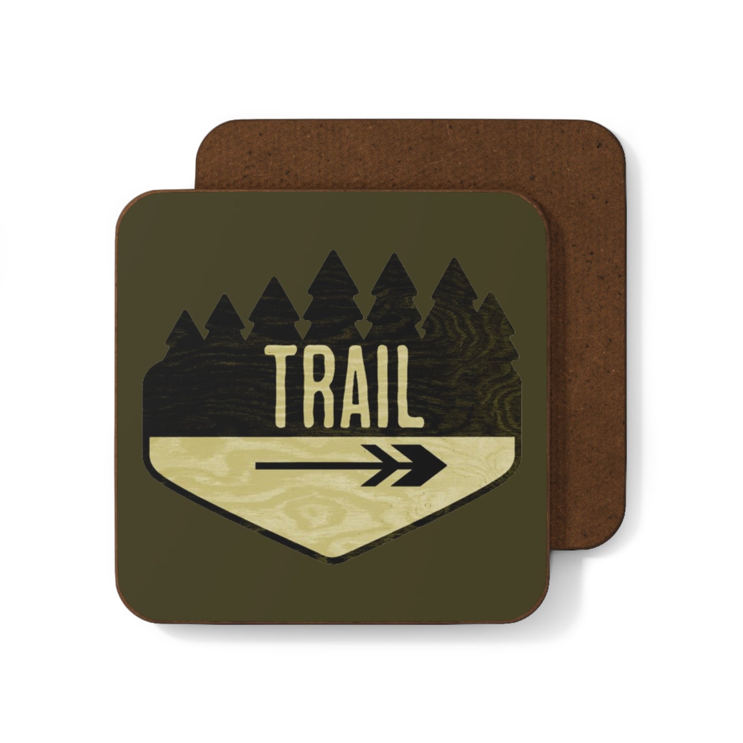 Wooden Hiking Trail Sign Coaster in Earth