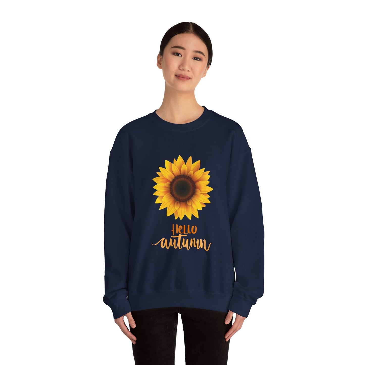 Hello Autumn Sunflower Crewneck Sweatshirt