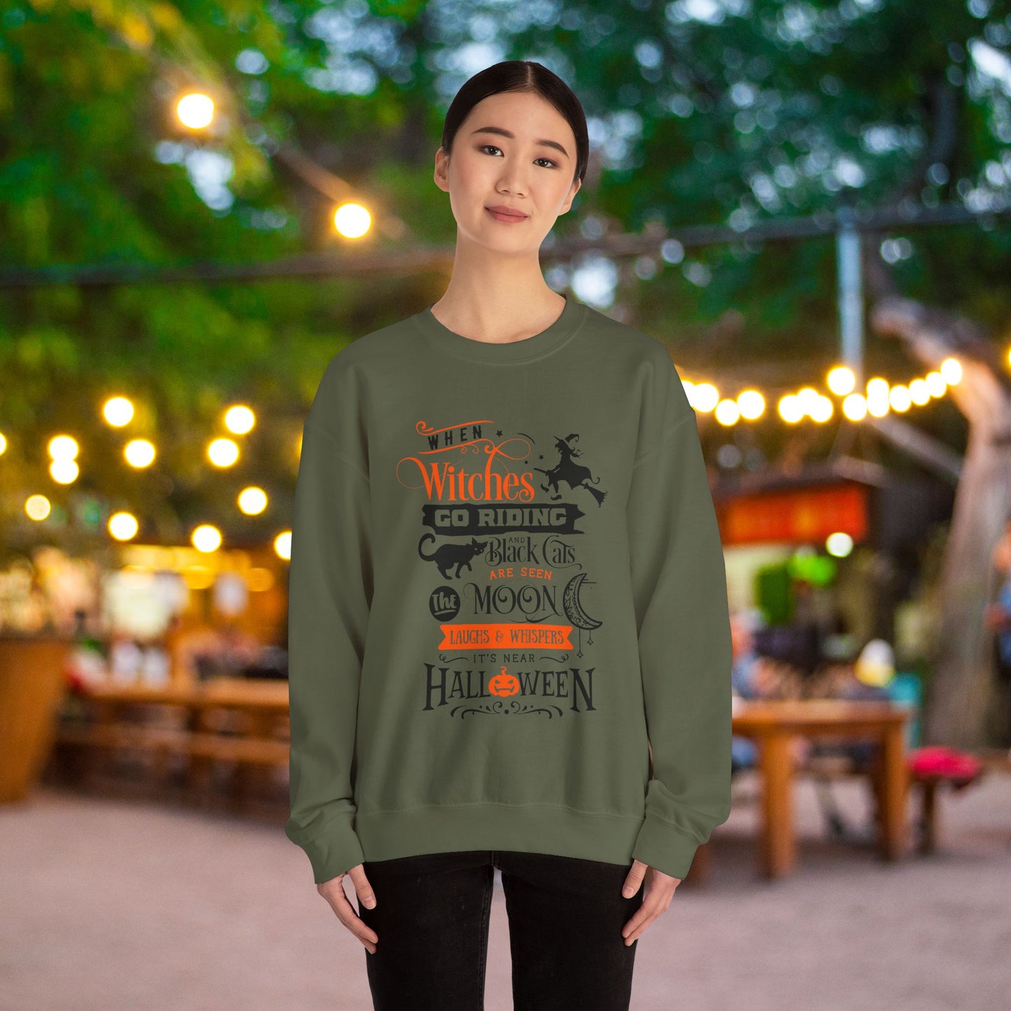 When Witches Go Riding Halloween Crewneck Sweatshirt