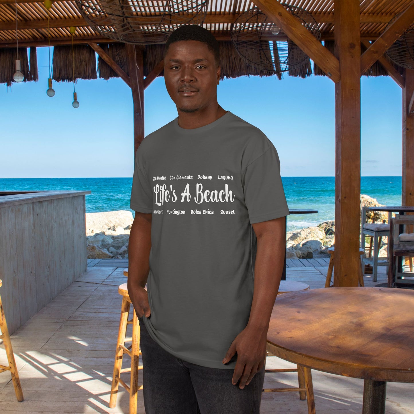 Life’s A Beach – Orange County Unisex Sueded T-Shirt | Beach Lover Tee
