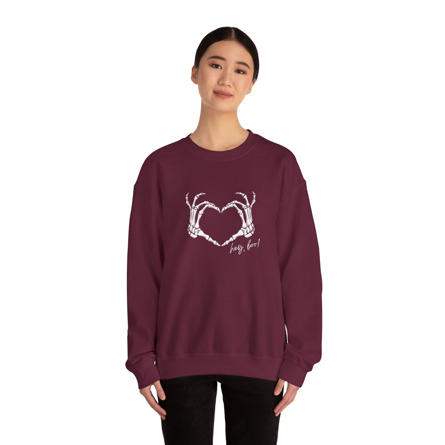 Hey Boo! Skeleton Hands Crewneck Sweatshirt