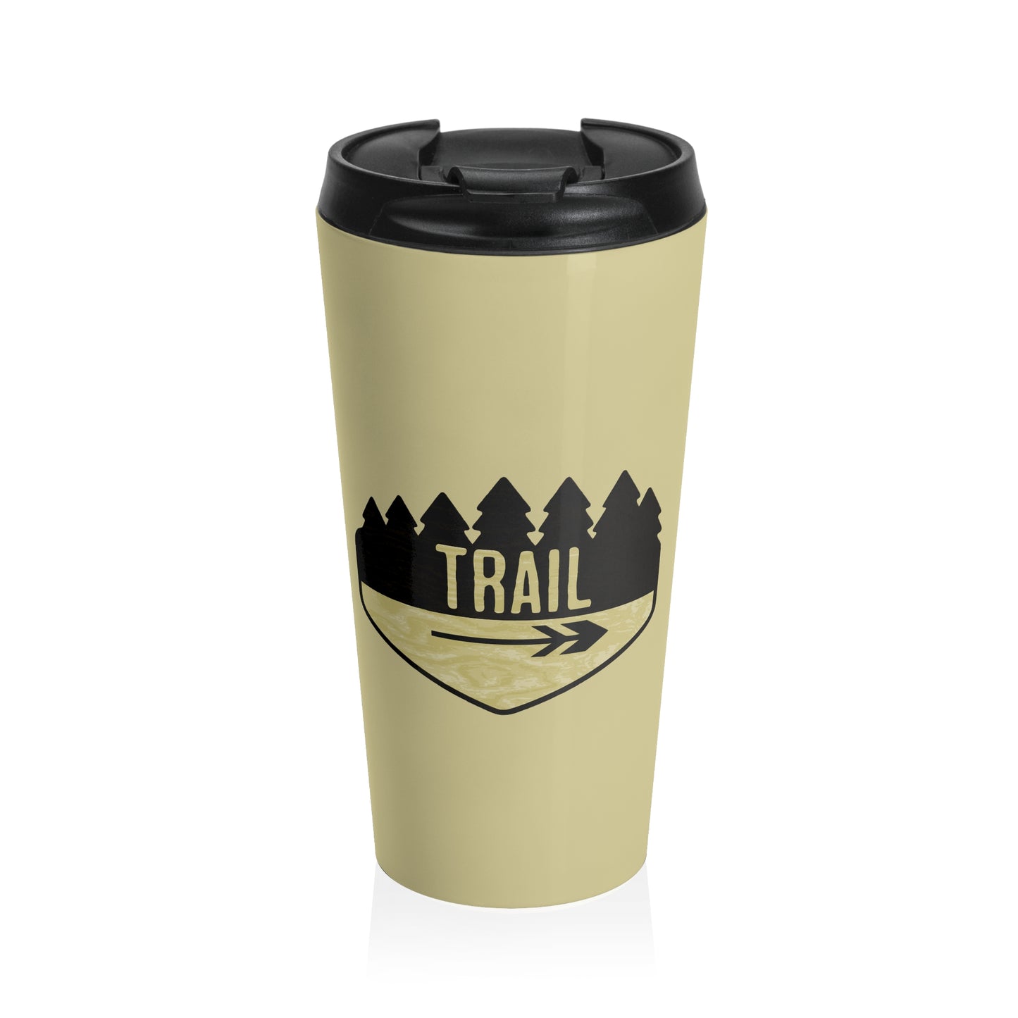 Wooden Hiking Trail Sign Stainless Steel Travel Mug in Ecru
