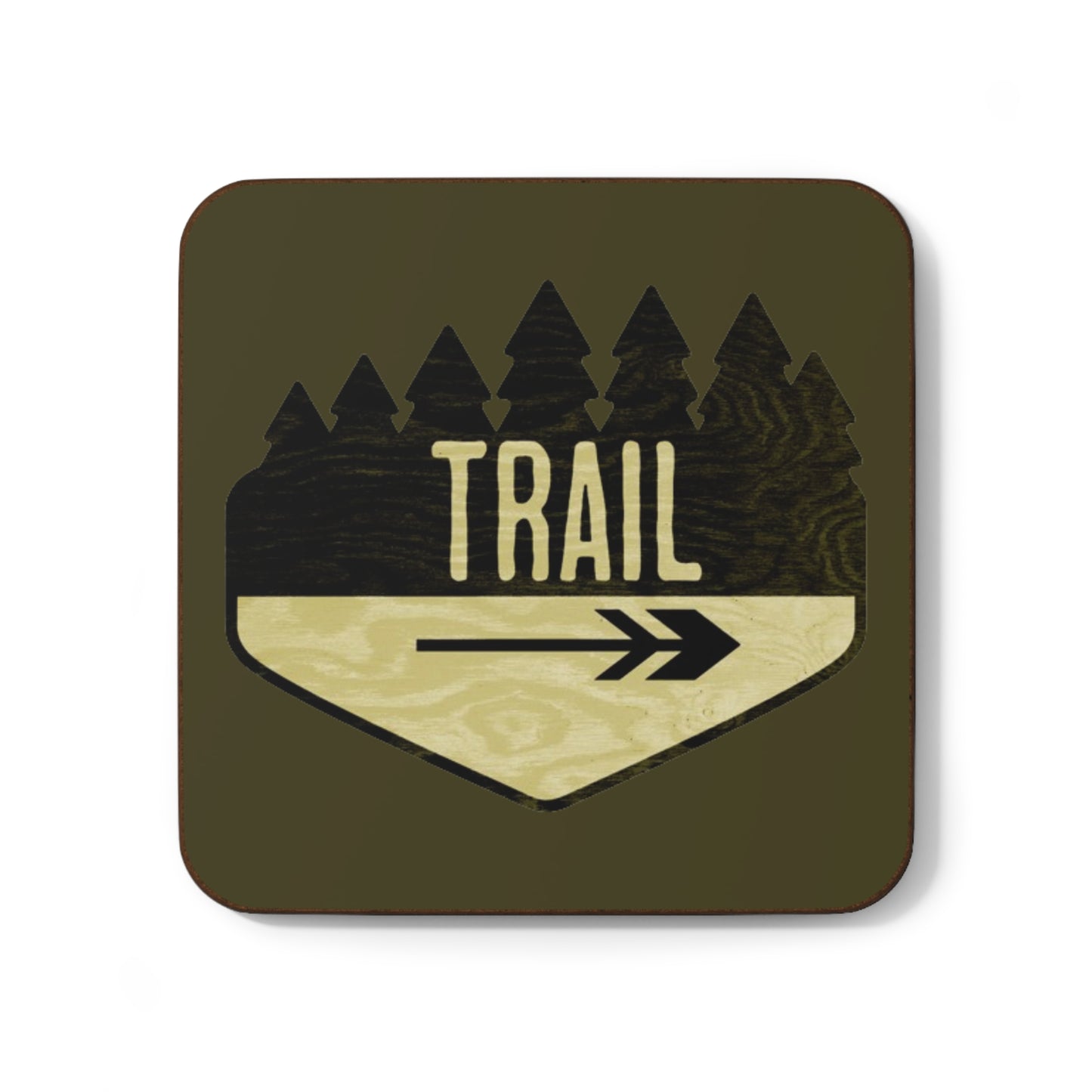 Wooden Hiking Trail Sign Coaster in Earth