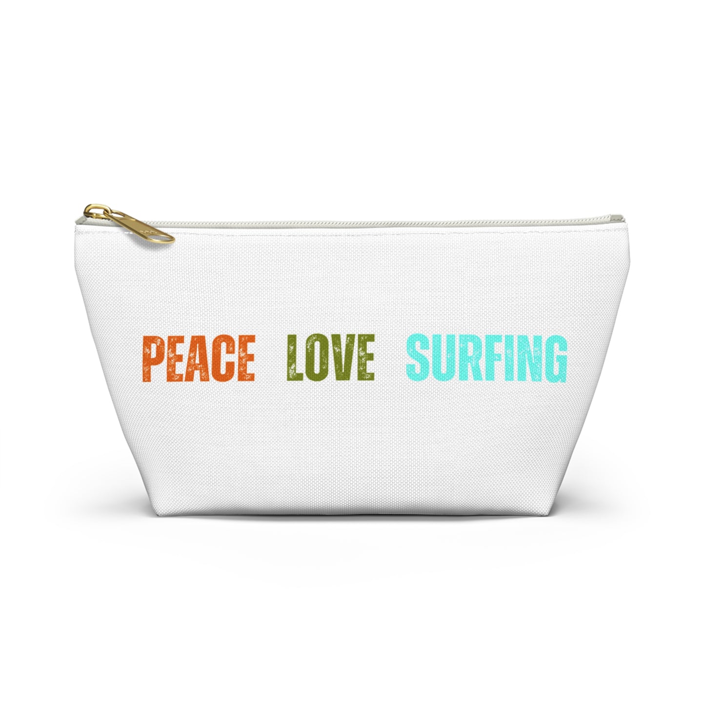 Peace Love Surfing White Accessory Pouch w T-bottom
