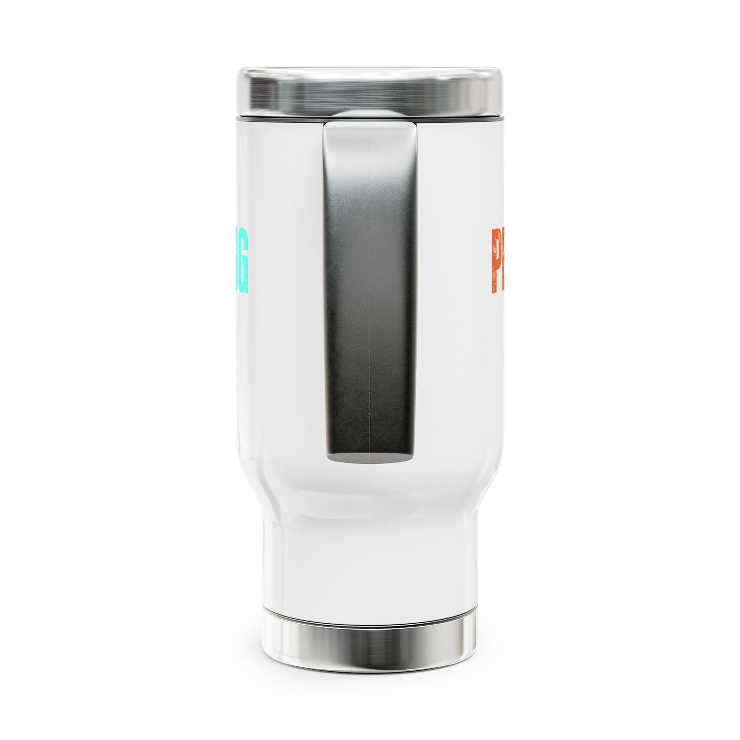 Peace Love Camping Stainless Steel Travel Mug with Handle, 14oz