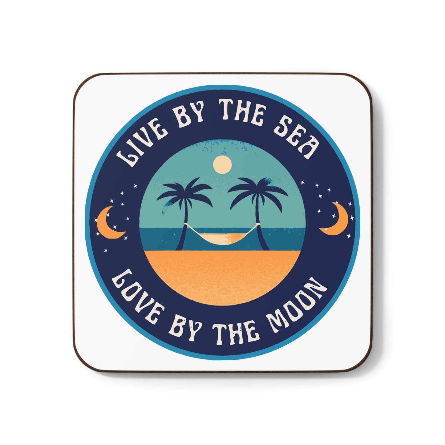Live By The Sea Love By The Moon Coaster in Snow