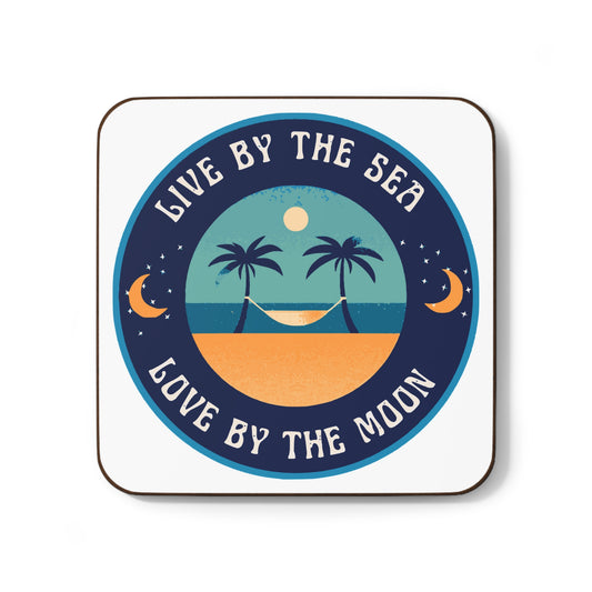 Live By The Sea Love By The Moon Coaster in Snow