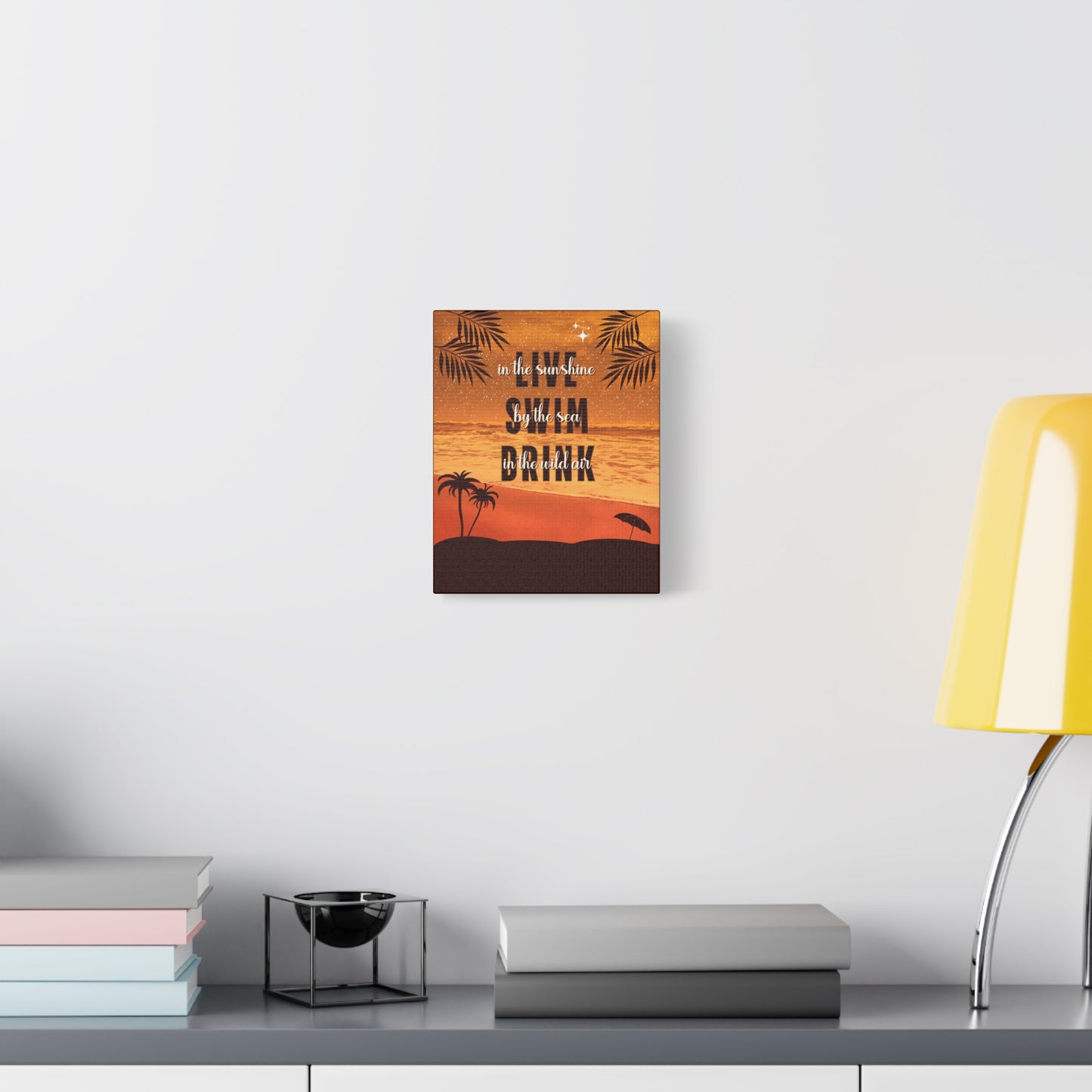 Beach Sunset Canvas Print - "Live in the Sunshine, Swim by the Sea, Drink in the Wild Air" Matte Canvas, Stretched