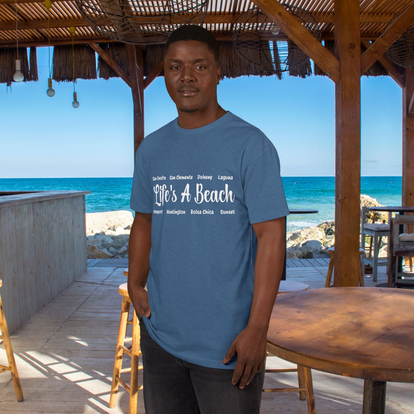Life’s A Beach – Orange County Unisex Sueded T-Shirt | Beach Lover Tee
