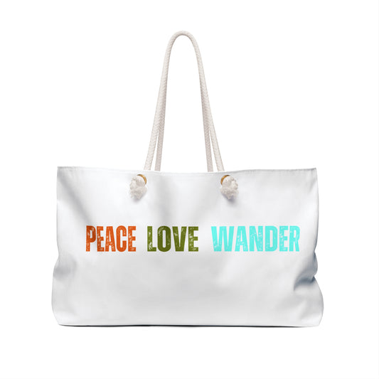 Peace Love Wander Canvas Weekender Bag